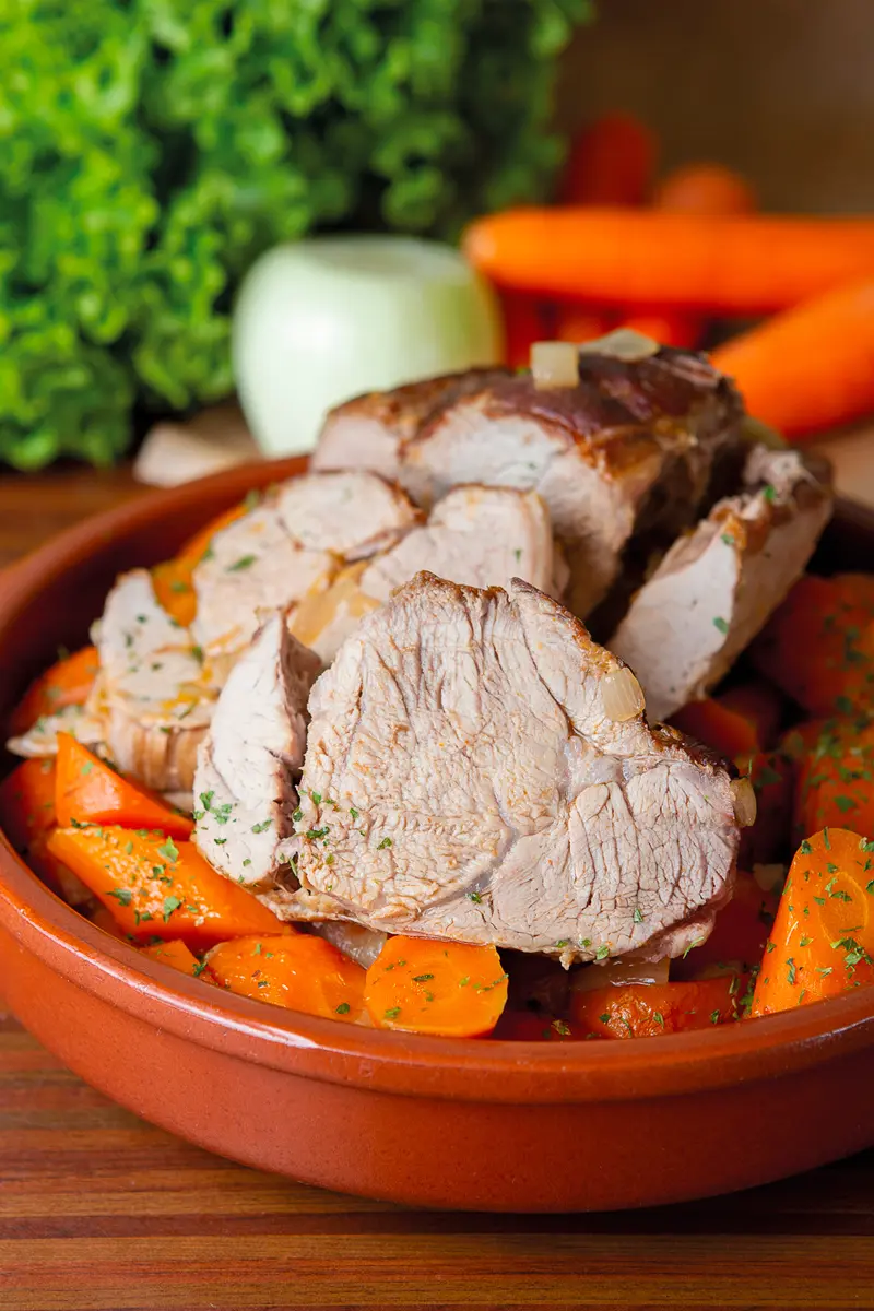 Rôti de veau braisé aux carottes